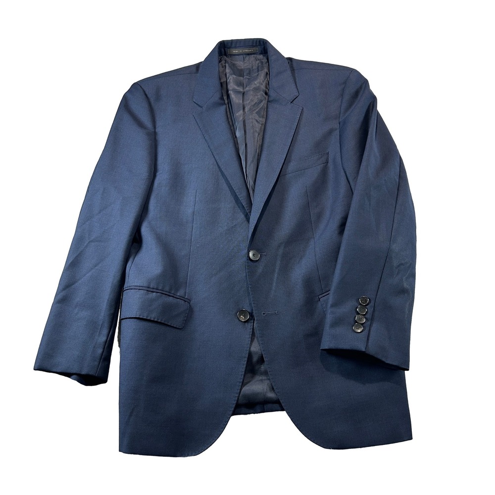 Hugo Boss Blue Blazer Mens 38S Navy Super 100 Virgin Wool Two Button Sport Coat